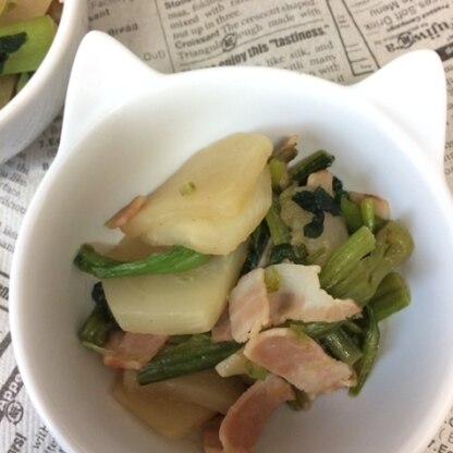 小松菜ですが作ってみました(^^)サッとできておいしかったです♡ごちそうさまでした( ´ ▽ ` )ﾉ